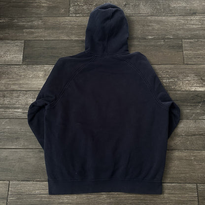 Y2K NIKE CENTER SWOOSH BIG LOGO HOODIE NAVY BLUE SWEATSHIRT FITS SZ XL FADED Yesterday's Fits Clothing Fashion Vintage Streetwear Fashion Item