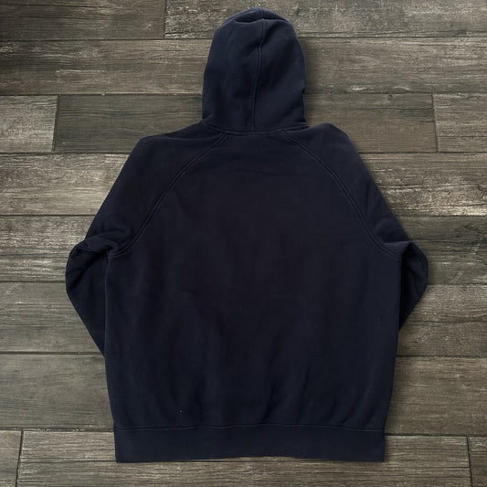 Y2K NIKE CENTER SWOOSH BIG LOGO HOODIE NAVY BLUE SWEATSHIRT FITS SZ XL FADED Yesterday's Fits Clothing Fashion Vintage Streetwear Fashion Item