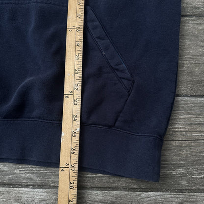Y2K NIKE CENTER SWOOSH BIG LOGO HOODIE NAVY BLUE SWEATSHIRT FITS SZ XL FADED Yesterday's Fits Clothing Fashion Vintage Streetwear Fashion Item