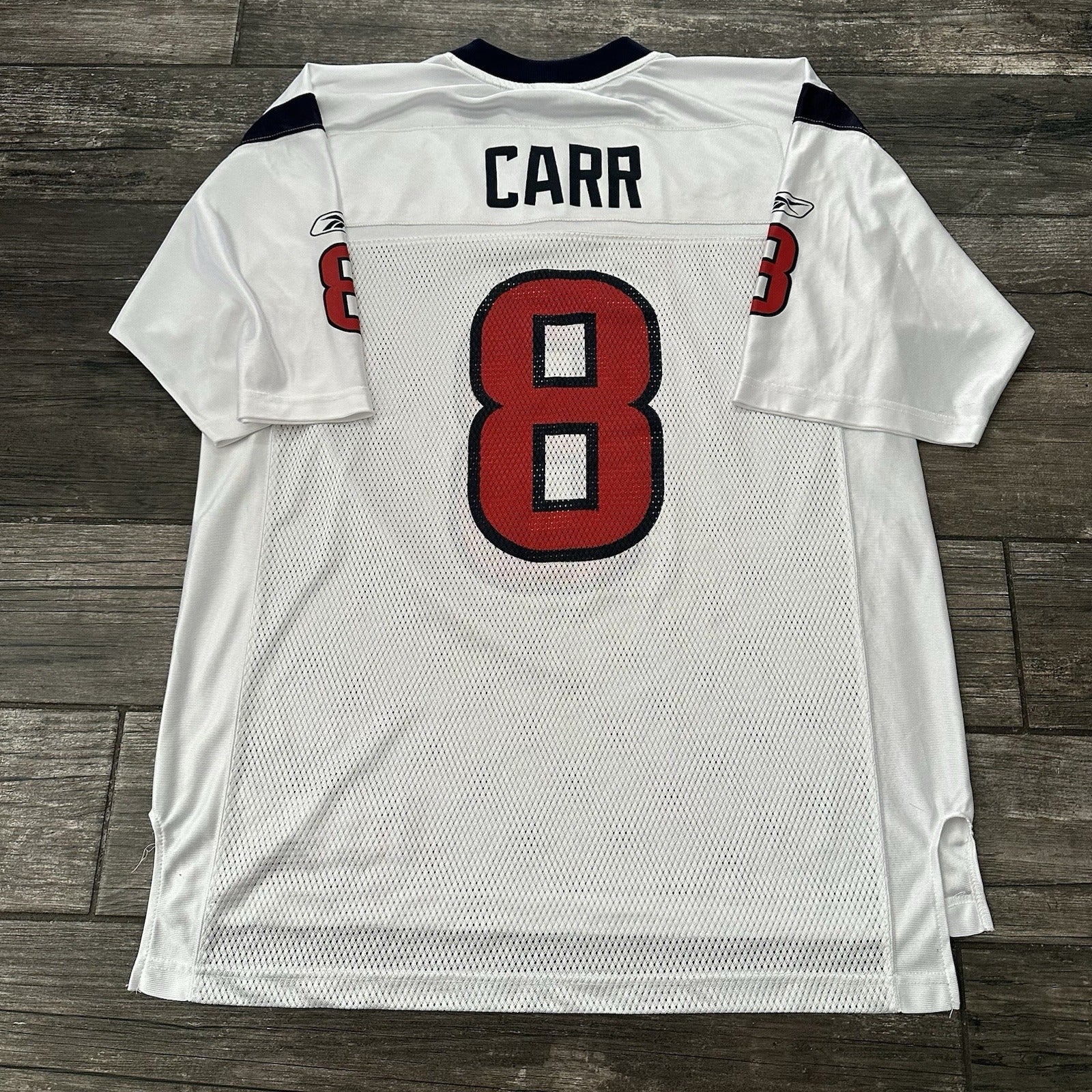 Y2K REEBOK NFL HOUSTON TEXANS DAVID CARR WHITE FOOTBALL JERSEY SZ L MESH Yesterday's Fits Clothing Fashion Vintage Streetwear Fashion Item