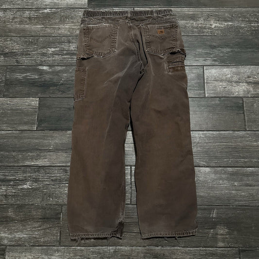 VTG CARHARTT BROWN DISTRESSED WORK WEAR PANTS FADED GRUNGE SZ MEASURES 34x29 Yesterday's Fits Clothing Fashion Vintage Streetwear Fashion Item