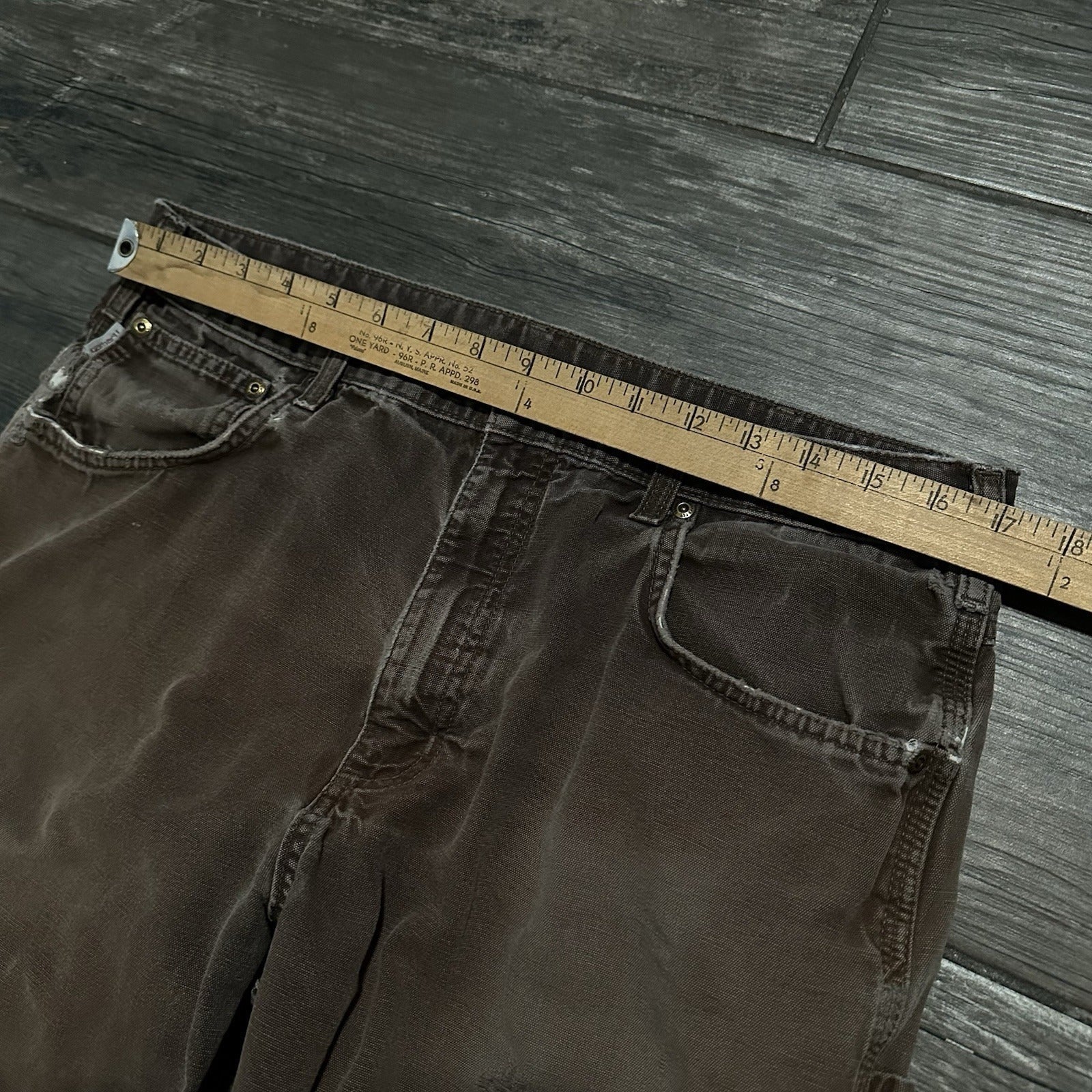 VTG CARHARTT BROWN DISTRESSED WORK WEAR PANTS FADED GRUNGE SZ MEASURES 34x29 Yesterday's Fits Clothing Fashion Vintage Streetwear Fashion Item
