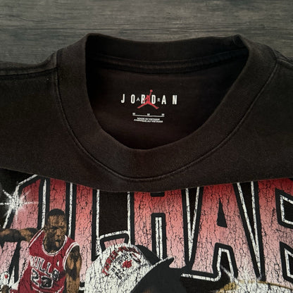 AIR JORDAN RINGS HEAVYWEIGHT 'DISTRESSED' TEE T-SHIRT SZ M OVERSIZED BASKETBALL Yesterday's Fits Clothing Fashion Vintage Streetwear Fashion Item