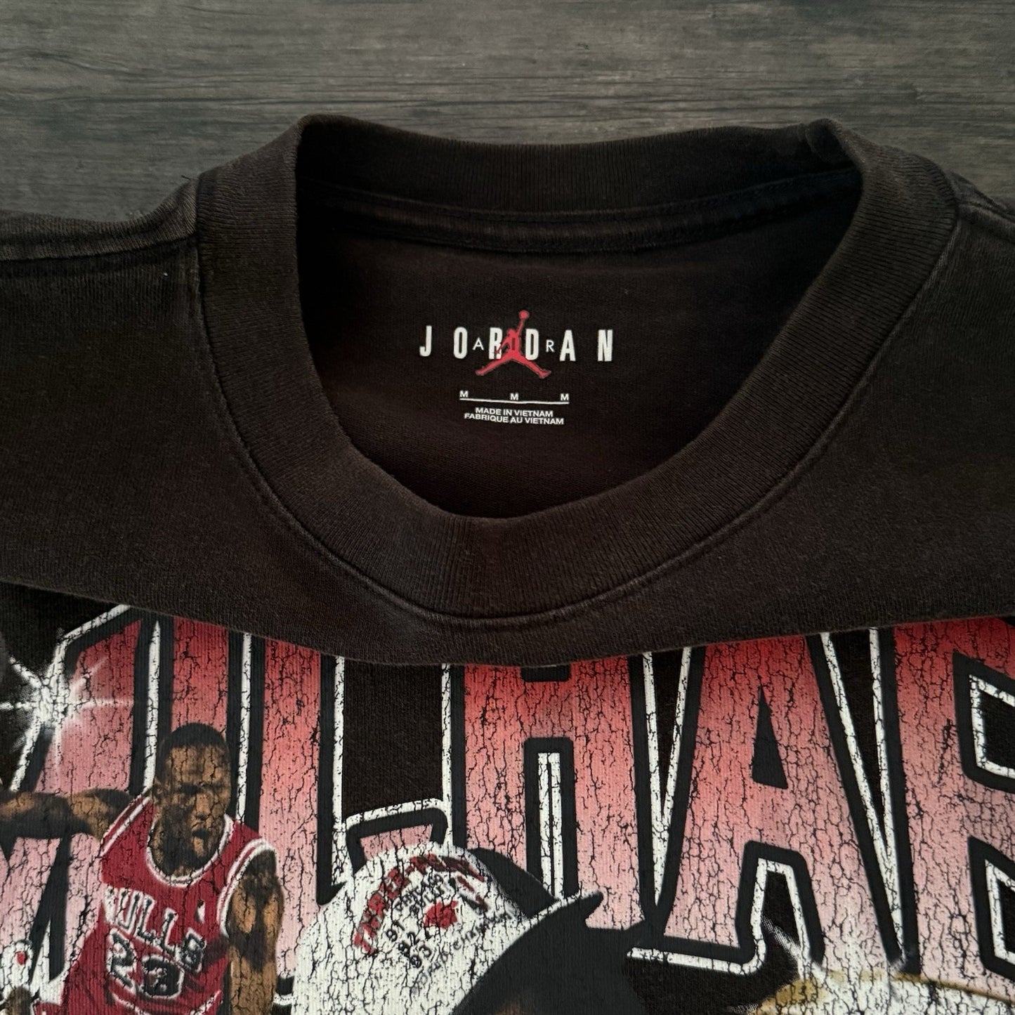AIR JORDAN RINGS HEAVYWEIGHT 'DISTRESSED' TEE T-SHIRT SZ M OVERSIZED BASKETBALL Yesterday's Fits Clothing Fashion Vintage Streetwear Fashion Item