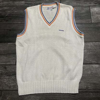 VTG 80s CONVERSE KNIT SWEATER VEST SZ L WHITE ORANGE BLUE SLEEVELESS Yesterday's Fits Clothing Fashion Vintage Streetwear Fashion Item
