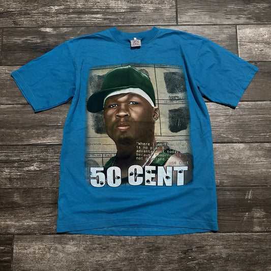 Y2K VTG G-UNIT 50 CENT HIP-HOP RAP T-SHIRT BLUE TEE TAGGED SZ L MUSIC PROMO Yesterday's Fits Clothing Fashion Vintage Streetwear Fashion Item