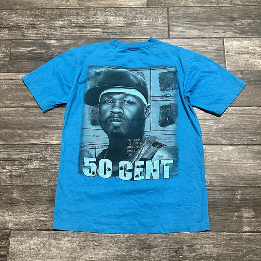 Y2K VTG G-UNIT 50 CENT HIP-HOP RAP T-SHIRT BLUE TEE TAGGED SZ L MUSIC PROMO Yesterday's Fits Clothing Fashion Vintage Streetwear Fashion Item