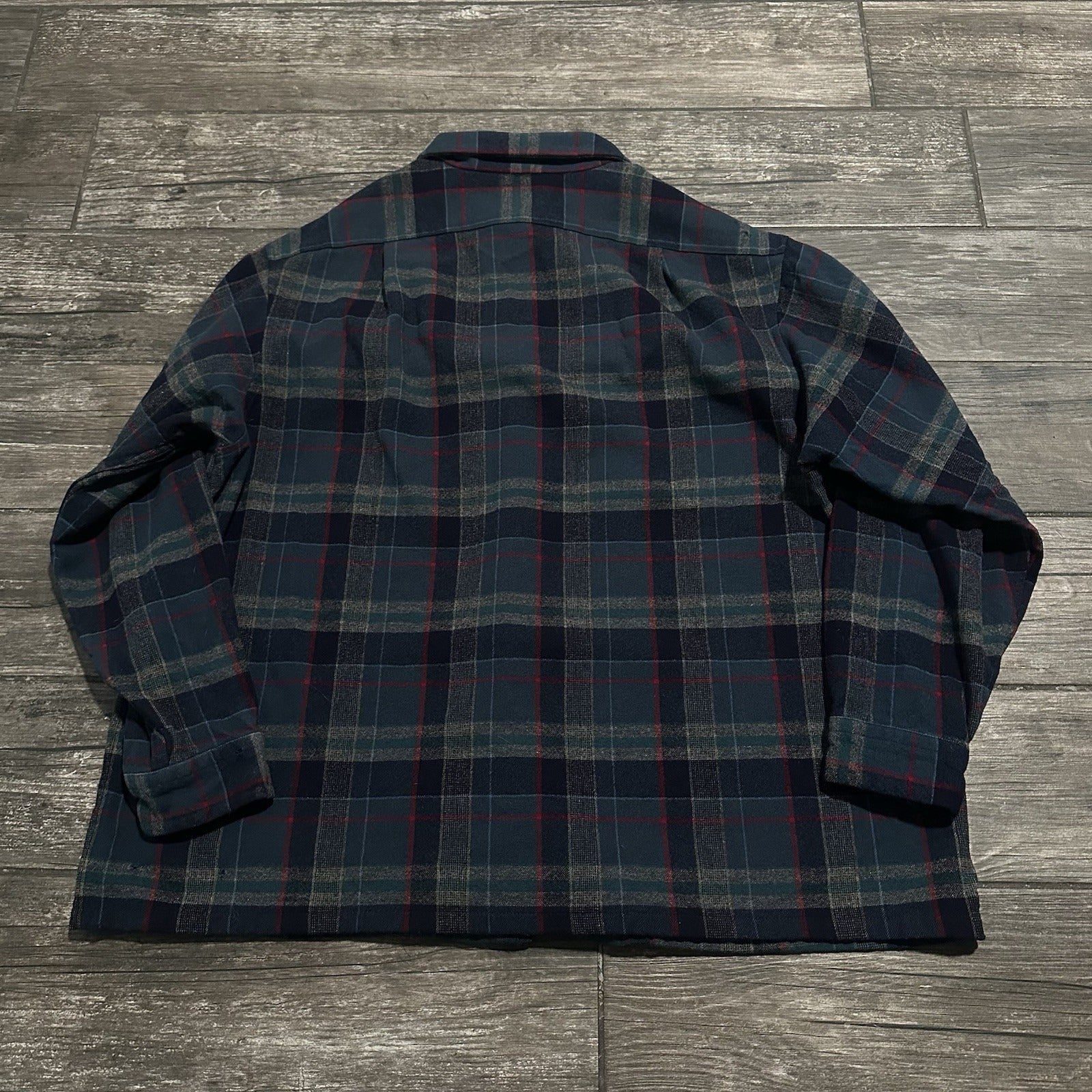 VTG PENDLETON 60s WOOL LOOP COLLAR GREEN BLUE PLAID BUTTON LONG SLEEVE SHIRT 2XL Yesterday's Fits Clothing Fashion Vintage Streetwear Fashion Item