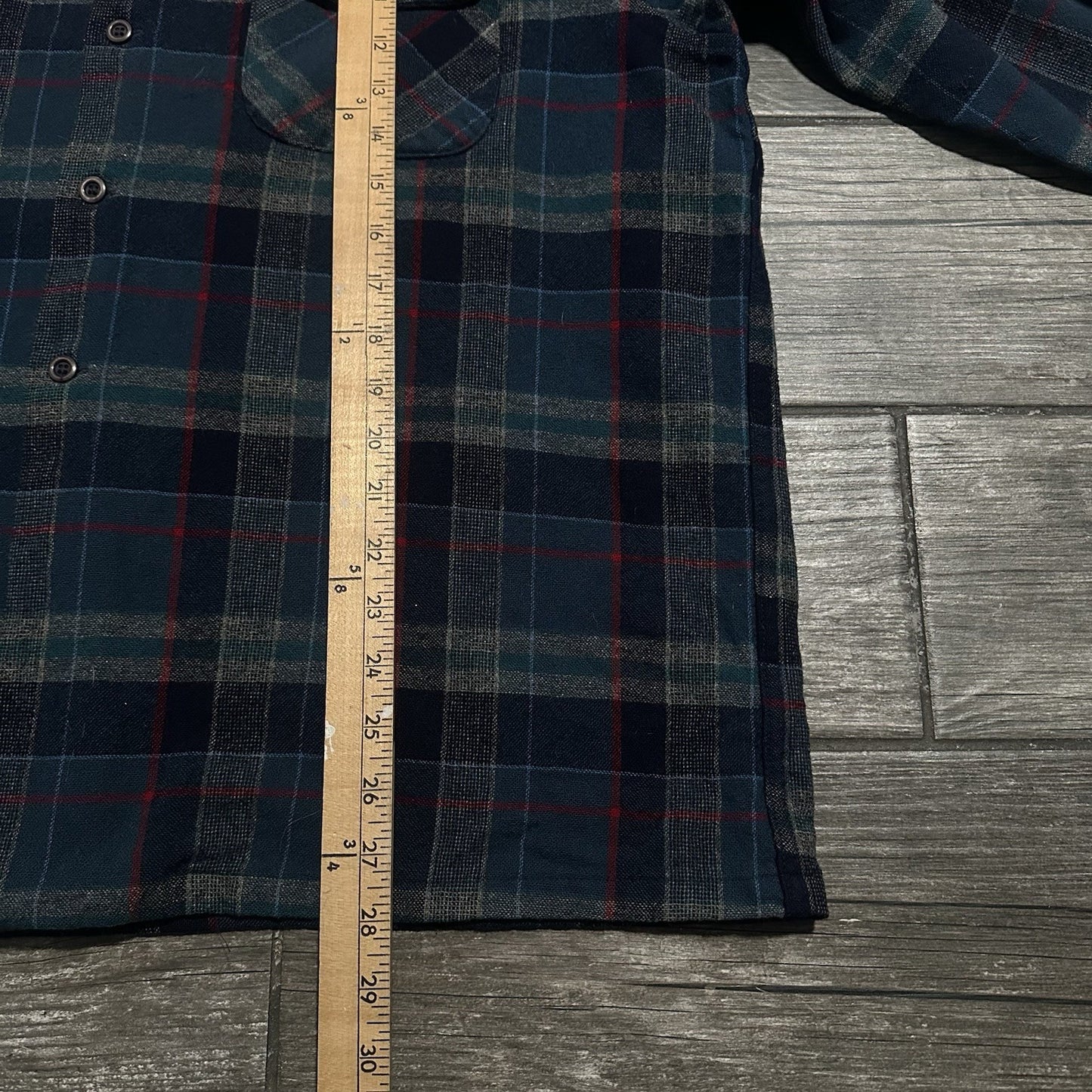 VTG PENDLETON 60s WOOL LOOP COLLAR GREEN BLUE PLAID BUTTON LONG SLEEVE SHIRT 2XL Yesterday's Fits Clothing Fashion Vintage Streetwear Fashion Item