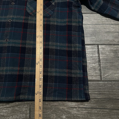 VTG PENDLETON 60s WOOL LOOP COLLAR GREEN BLUE PLAID BUTTON LONG SLEEVE SHIRT 2XL Yesterday's Fits Clothing Fashion Vintage Streetwear Fashion Item