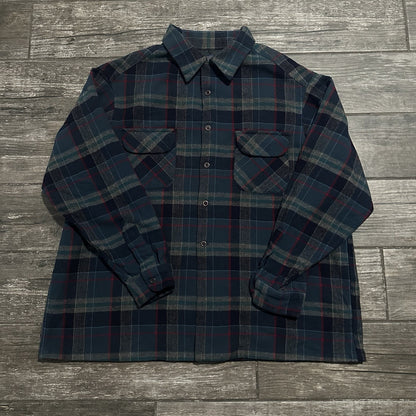 VTG PENDLETON 60s WOOL LOOP COLLAR GREEN BLUE PLAID BUTTON LONG SLEEVE SHIRT 2XL Yesterday's Fits Clothing Fashion Vintage Streetwear Fashion Item