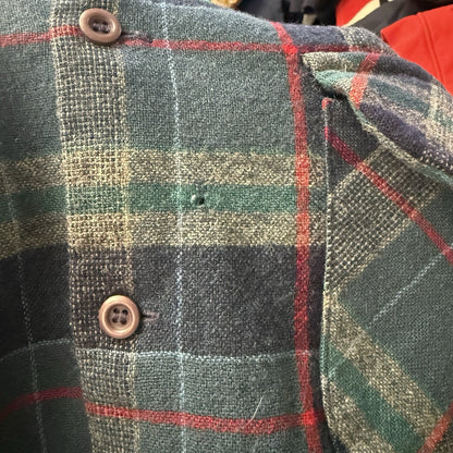VTG PENDLETON 60s WOOL LOOP COLLAR GREEN BLUE PLAID BUTTON LONG SLEEVE SHIRT 2XL Yesterday's Fits Clothing Fashion Vintage Streetwear Fashion Item