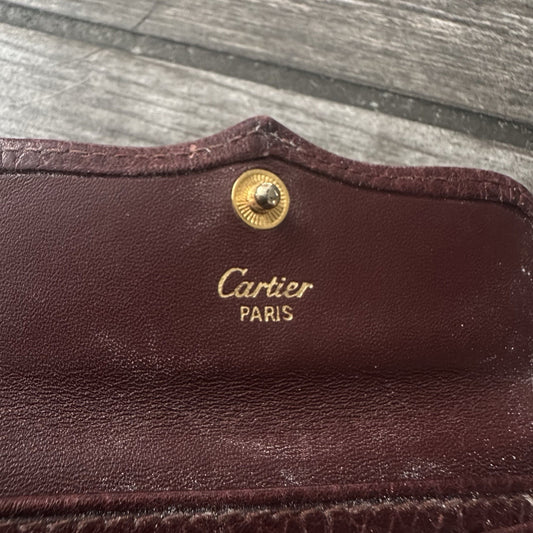 VTG CARTIER BURGUNDY COIN PURSE BORDEAUX POUCH CALFSKIN LEATHER SEMI-CIRCLE (J) Yesterday's Fits Clothing Fashion Vintage Streetwear Fashion Item