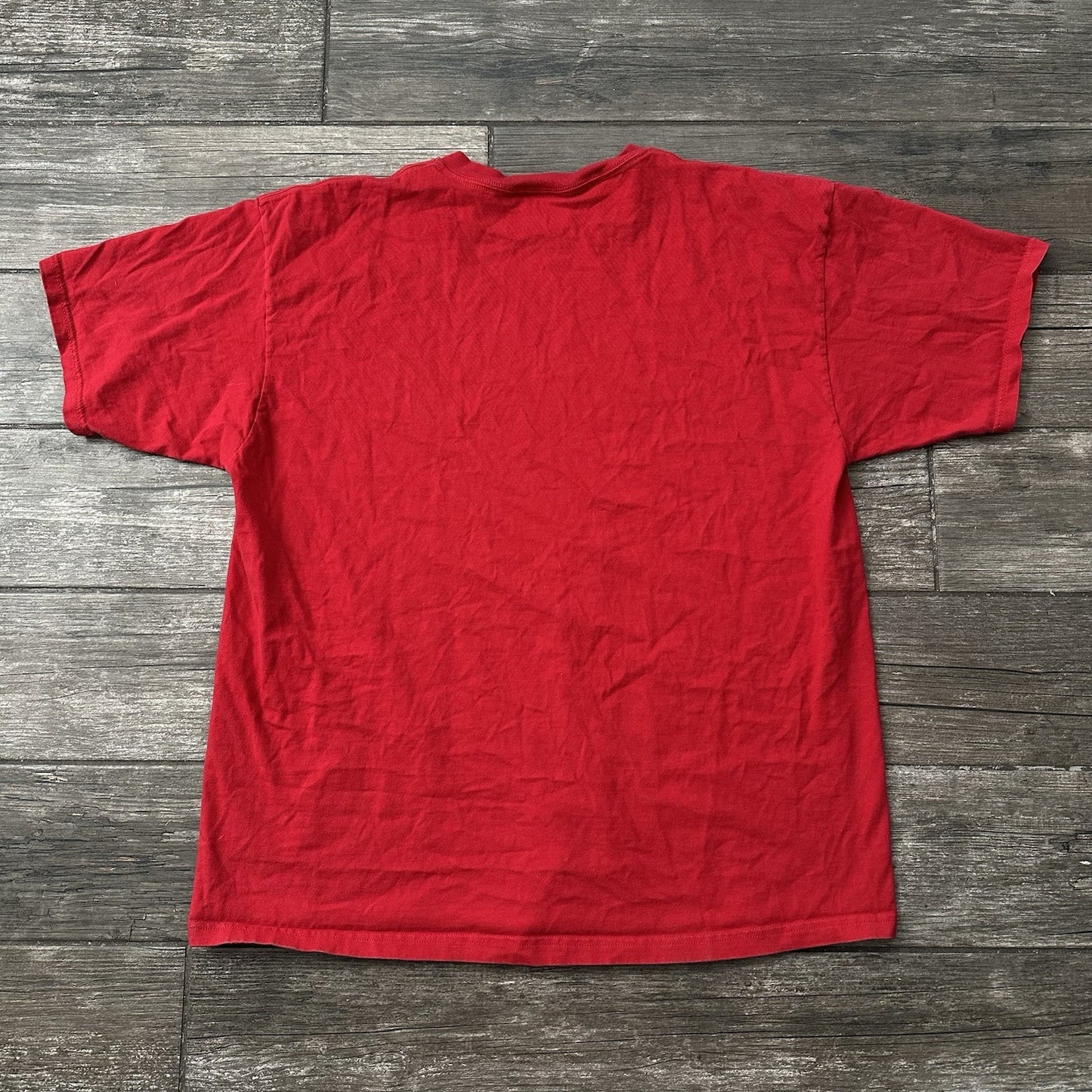 VTG 90s GUESS JEANS USA STAR RED SHORT SLEEVE SPELL OUT GRAPHIC T-SHIRT XL