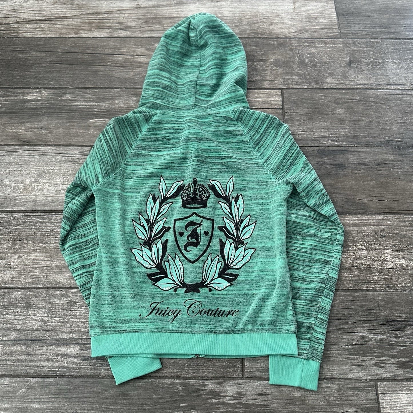 Y2K JUICY COUTURE TEAL STRIPED ZIP UP CROWN HOODIE SWEATSHIRT SZ XS Yesterday's Fits Clothing Fashion Vintage Streetwear Fashion Item