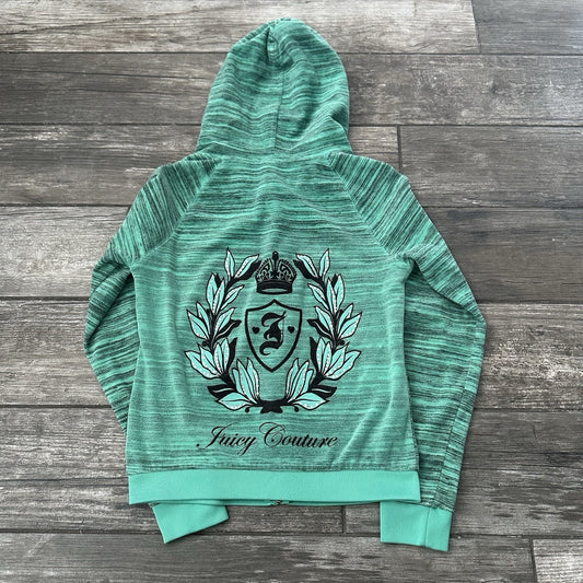 Y2K JUICY COUTURE TEAL STRIPED ZIP UP CROWN HOODIE SWEATSHIRT SZ XS Yesterday's Fits Clothing Fashion Vintage Streetwear Fashion Item