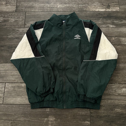 VTG 90s UMBRO GREEN WHITE BLACK WINDBREAKER JACKET SOCCER ATHLETIC SZ XL Yesterday's Fits Clothing Fashion Vintage Streetwear Fashion Item