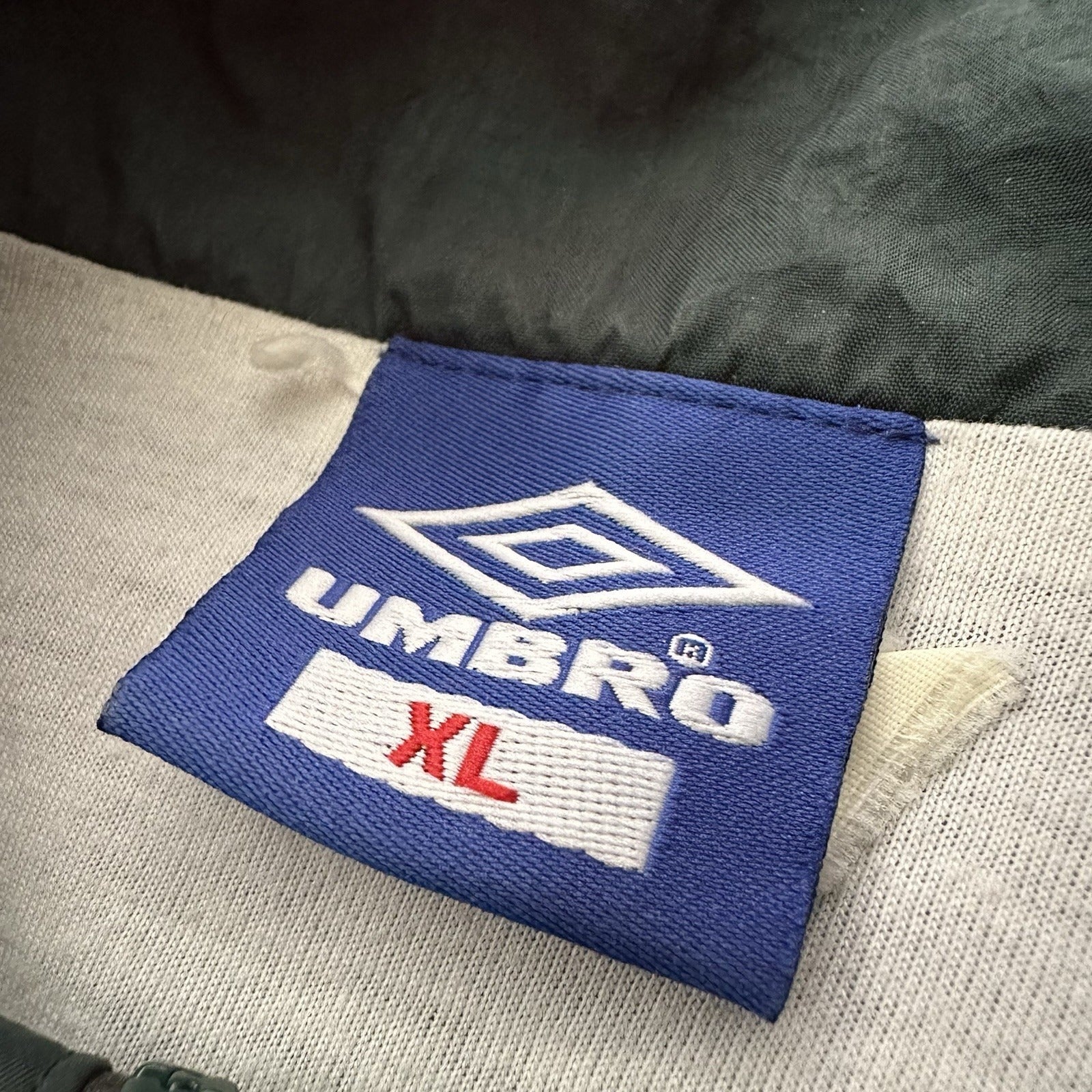VTG 90s UMBRO GREEN WHITE BLACK WINDBREAKER JACKET SOCCER ATHLETIC SZ XL Yesterday's Fits Clothing Fashion Vintage Streetwear Fashion Item