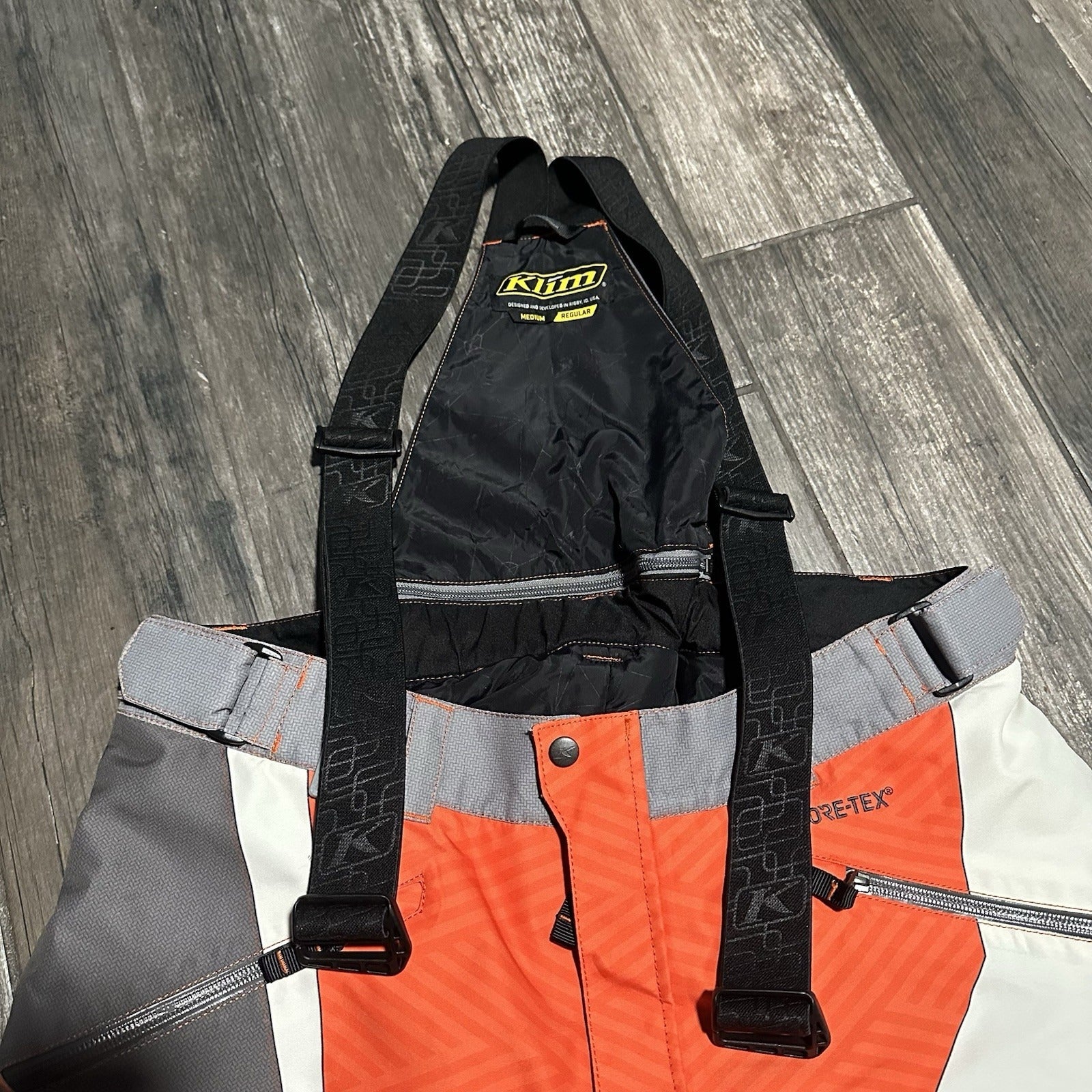 KLIM KAOS SERIES SNOWMOBILE SNOW BIB PANTS M ORANGE GREY BLACK WHITE GORE-TEX Yesterday's Fits Clothing Fashion Vintage Streetwear Fashion Item