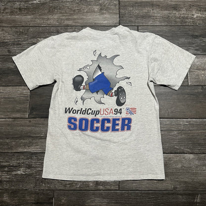 VTG 1994 US SOCCER WORLD CUP BREAKTHROUGH GREY T-SHIRT SZ L NUTMEG TEAM USA Yesterday's Fits Clothing Fashion Vintage Streetwear Fashion Item
