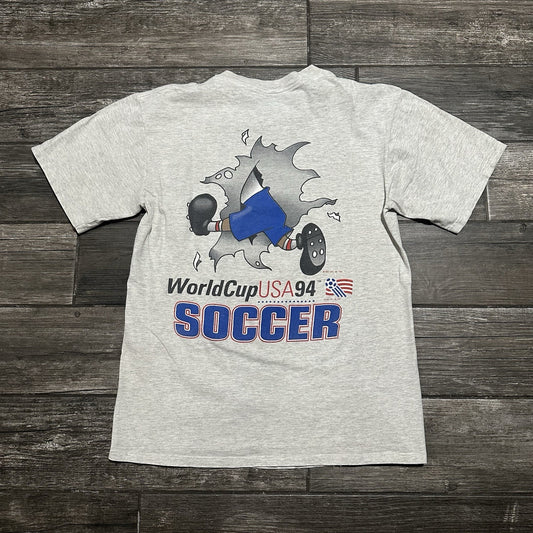 VTG 1994 US SOCCER WORLD CUP BREAKTHROUGH GREY T-SHIRT SZ L NUTMEG TEAM USA Yesterday's Fits Clothing Fashion Vintage Streetwear Fashion Item