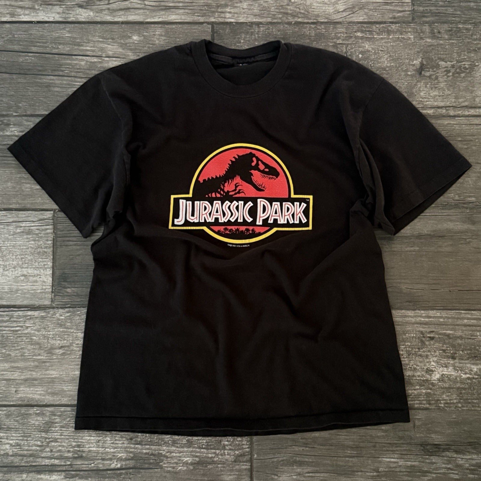 VTG 1992 JURASSIC PARK MOVIE PROMO T-SHIRT TEE BLACK SZ S SMALL SHORT SLEEVE Yesterday's Fits Clothing Fashion Vintage Streetwear Fashion Item