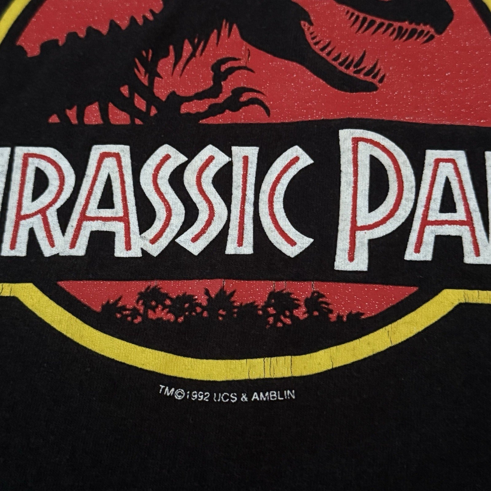 VTG 1992 JURASSIC PARK MOVIE PROMO T-SHIRT TEE BLACK SZ S SMALL SHORT SLEEVE Yesterday's Fits Clothing Fashion Vintage Streetwear Fashion Item