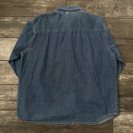 VTG DISNEY WINNIE THE POOH BLUE DENIM JEAN SHIRT BUTTON UP EMBROIDERED WOMEN XL Yesterday's Fits Clothing Fashion Vintage Streetwear Fashion Item