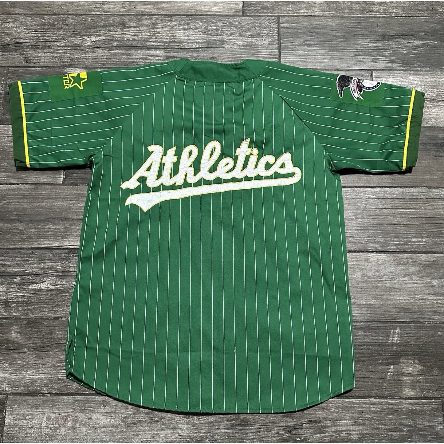 VTG 80s STARTER OALAND ATHLETICS A'S GREEN PINSTRIPE BASEBALL JERSEY SZ XL Yesterday's Fits Clothing Fashion Vintage Streetwear Fashion Item