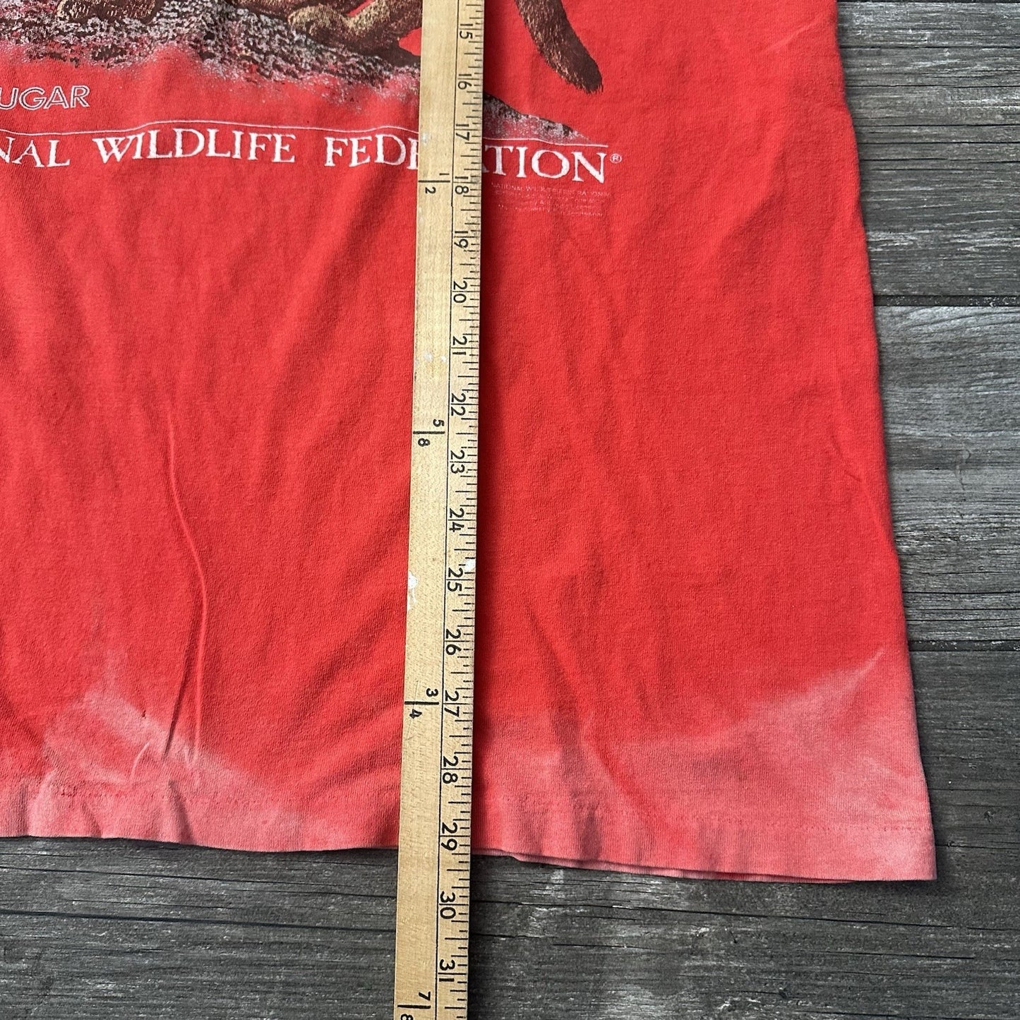 VTG COUGAR NATIONAL WILDLIFE FEDERATION 2XL FADED DISTRESSED T-SHIRT TEE RED Yesterday's Fits Clothing Fashion Vintage Streetwear Fashion Item