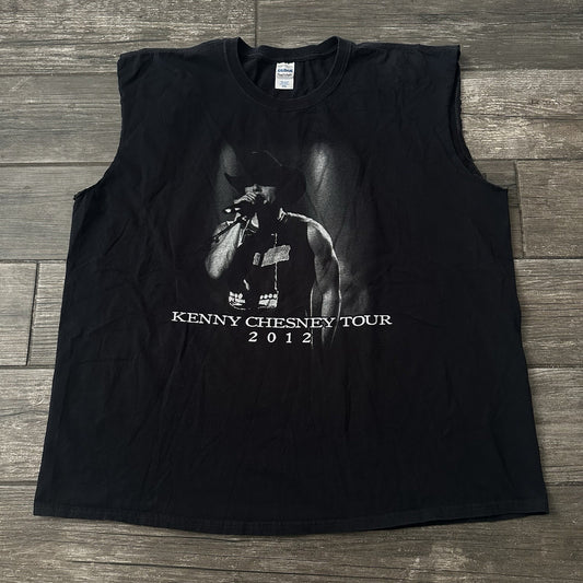 2012 KENNY CHESNEY TOUR CUT-OFF BLACK T-SHIRT COUNTRY MUSIC CONCERT SZ XXL Yesterday's Fits Clothing Fashion Vintage Streetwear Fashion Item