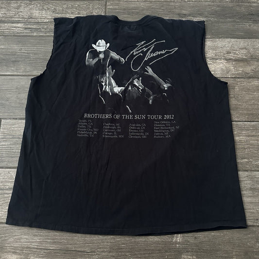 2012 KENNY CHESNEY TOUR CUT-OFF BLACK T-SHIRT COUNTRY MUSIC CONCERT SZ XXL Yesterday's Fits Clothing Fashion Vintage Streetwear Fashion Item