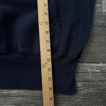 VTG 90'S CHAMPION REVERSE WEAVE NAVY BLUE PULLOVER HOODIE SWEATSHIRT SZ L HEAVY Yesterday's Fits Clothing Fashion Vintage Streetwear Fashion Item