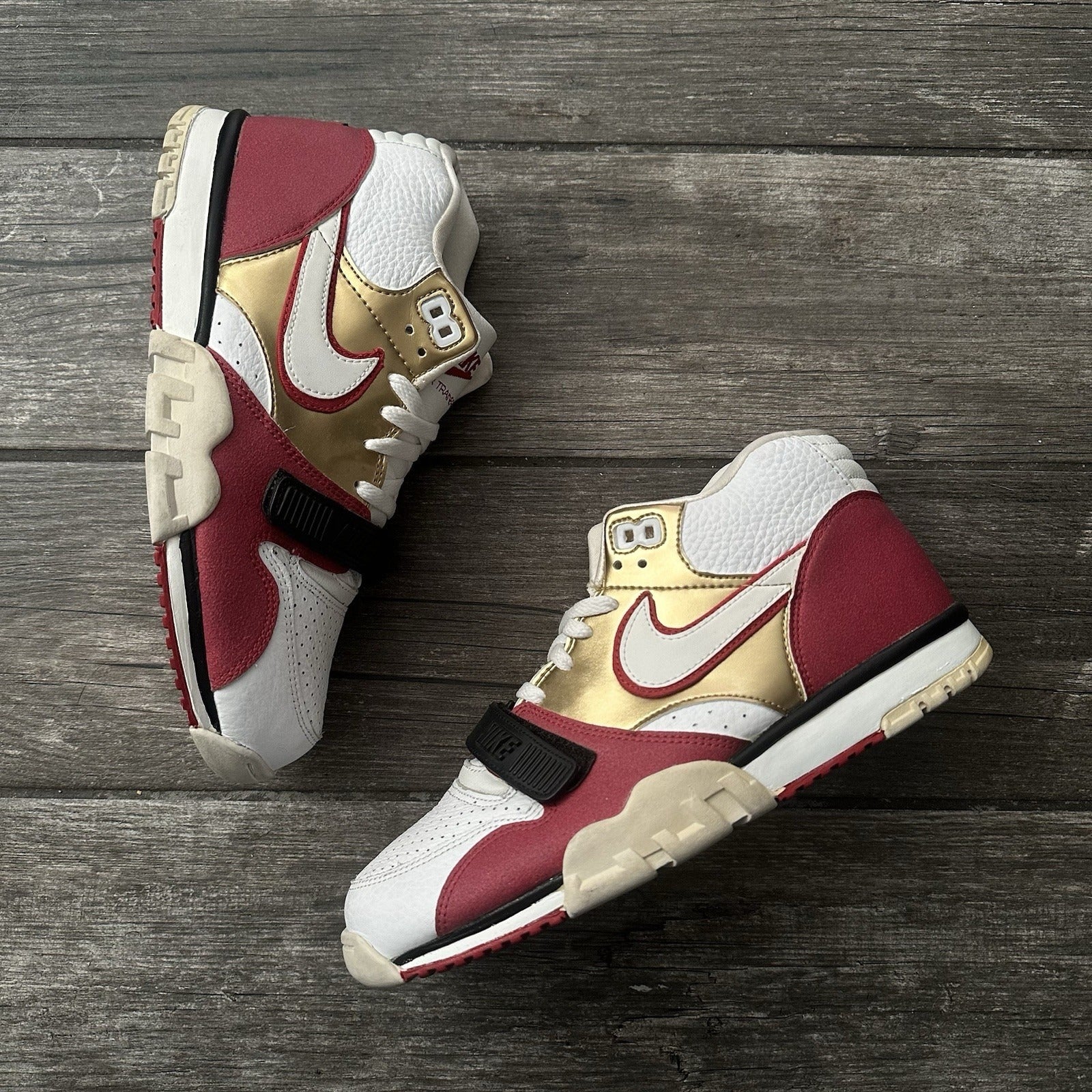 NIKE AIR TRAINER 1 MID PRM BRICK LAYER 607081-101 SZ 9 SNEAKERS RED WHITE NO BOX Yesterday's Fits Clothing Fashion Vintage Streetwear Fashion Item