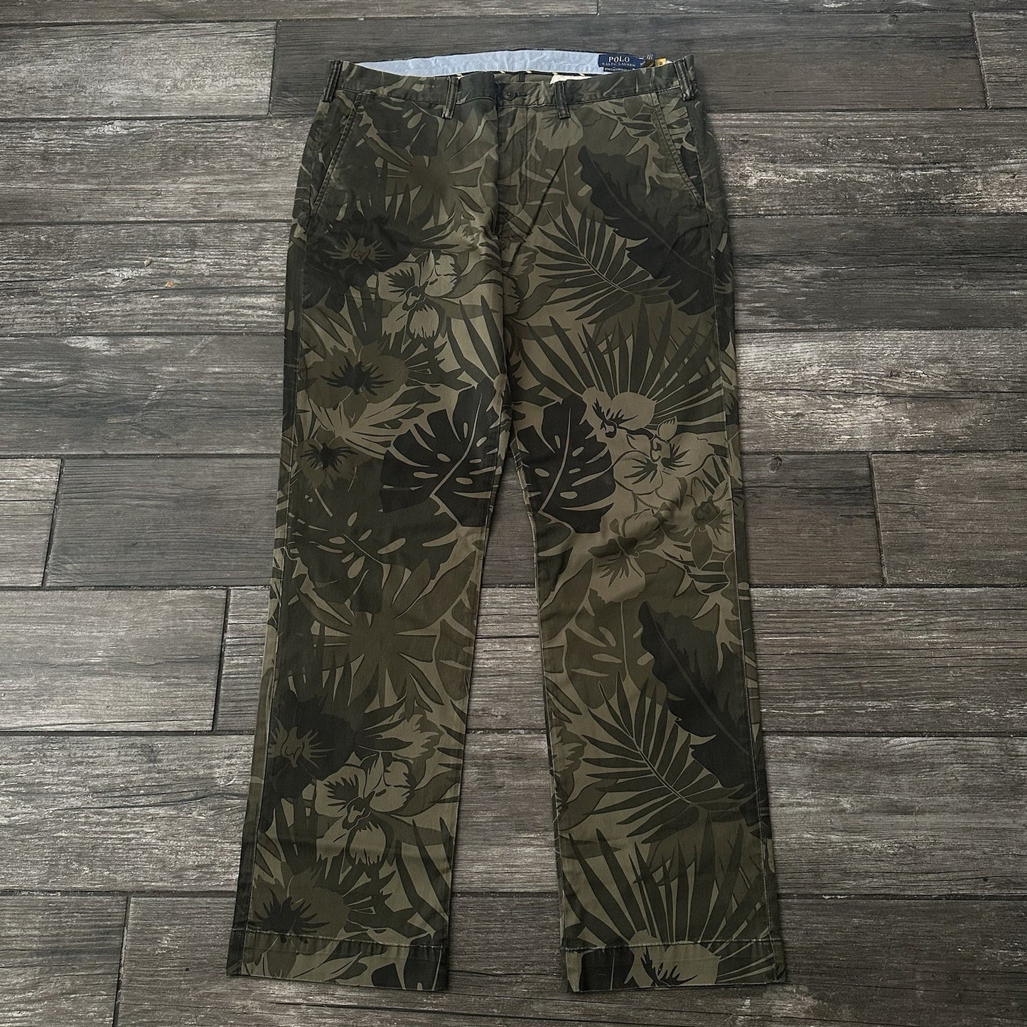 POLO RALPH LAUREN AOP ALL OVER PRINT LEAF CAMO BROWN GREEN CHINO PANTS SZ 36X32 Yesterday's Fits Clothing Fashion Vintage Streetwear Fashion Item