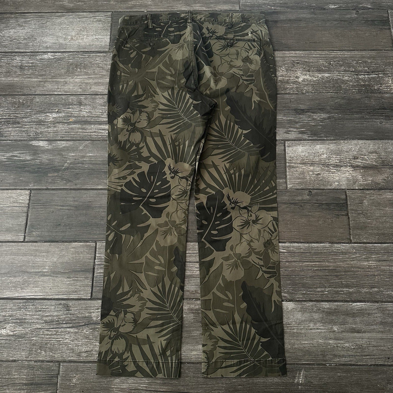 POLO RALPH LAUREN AOP ALL OVER PRINT LEAF CAMO BROWN GREEN CHINO PANTS SZ 36X32 Yesterday's Fits Clothing Fashion Vintage Streetwear Fashion Item