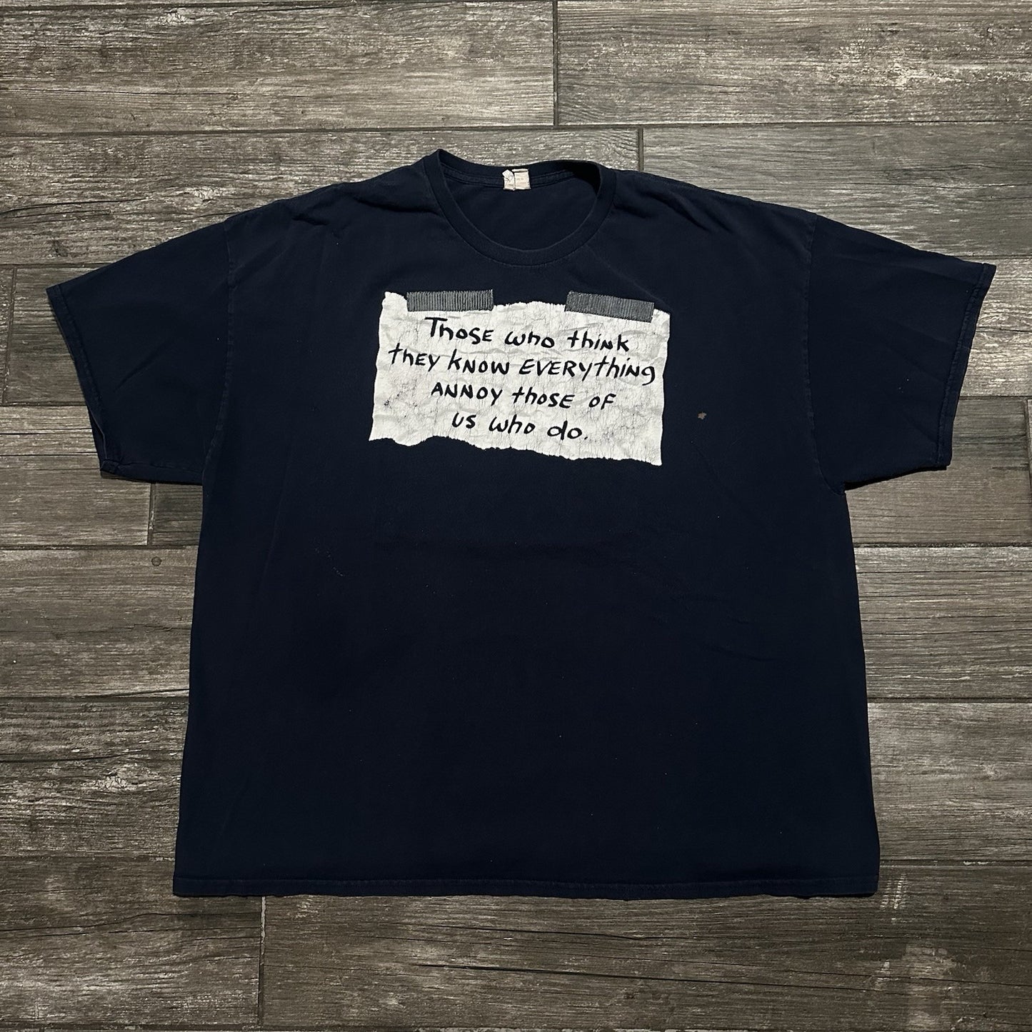 Y2K THOSE WHO THINK ANNOY US PARODY T-SHIRT NAVY BLUE FADED 3XL SHORT SLEEVE Yesterday's Fits Clothing Fashion Vintage Streetwear Fashion Item