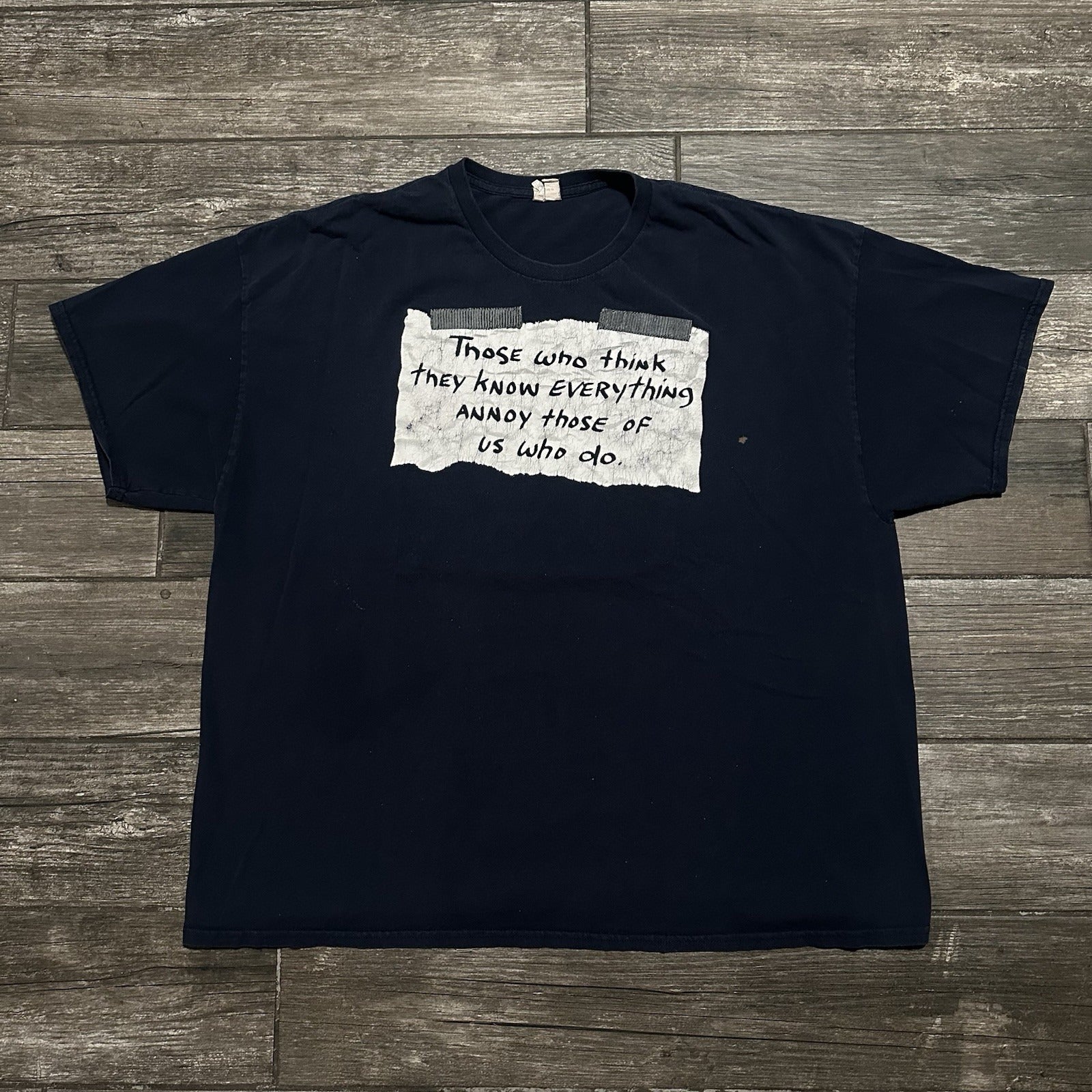 Y2K THOSE WHO THINK ANNOY US PARODY T-SHIRT NAVY BLUE FADED 3XL SHORT SLEEVE Yesterday's Fits Clothing Fashion Vintage Streetwear Fashion Item