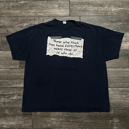 Y2K THOSE WHO THINK ANNOY US PARODY T-SHIRT NAVY BLUE FADED 3XL SHORT SLEEVE Yesterday's Fits Clothing Fashion Vintage Streetwear Fashion Item