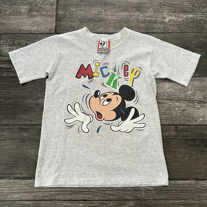 VTG DISNEY MICKEY MOUSE GREY GRAPHIC T-SHIRT USA MADE DISNEYLAND YOUTH M 10-12 Yesterday's Fits Clothing Fashion Vintage Streetwear Fashion Item