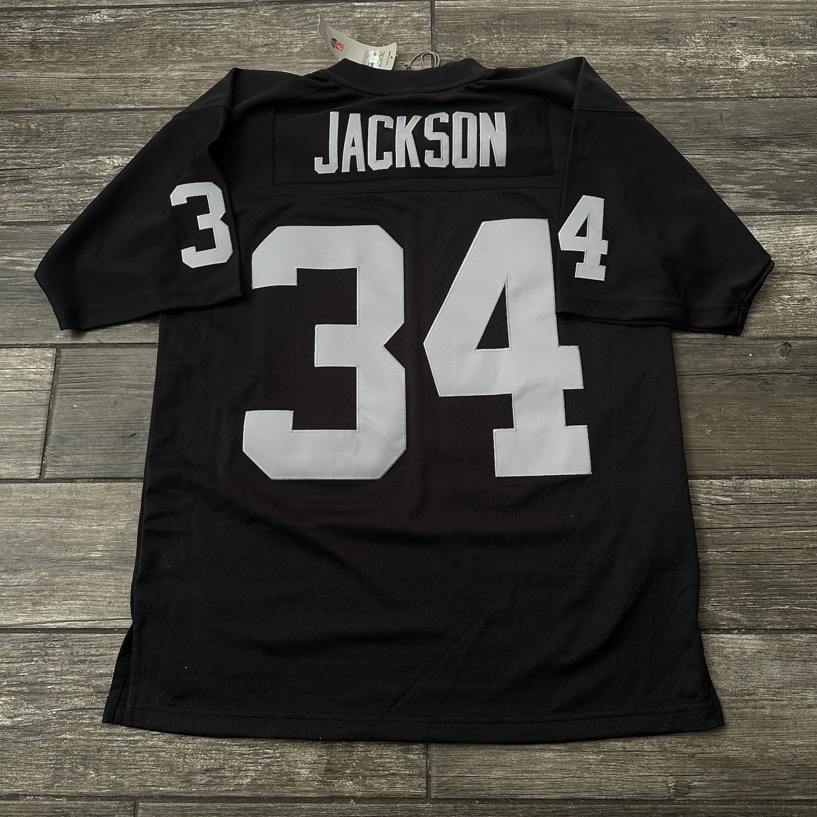 NWT $160 MITCHELL & NESS LOS ANGELES RAIDERS BO JACKSON BLACK FOOTBALL JERSEY L Yesterday's Fits Clothing Fashion Vintage Streetwear Fashion Item