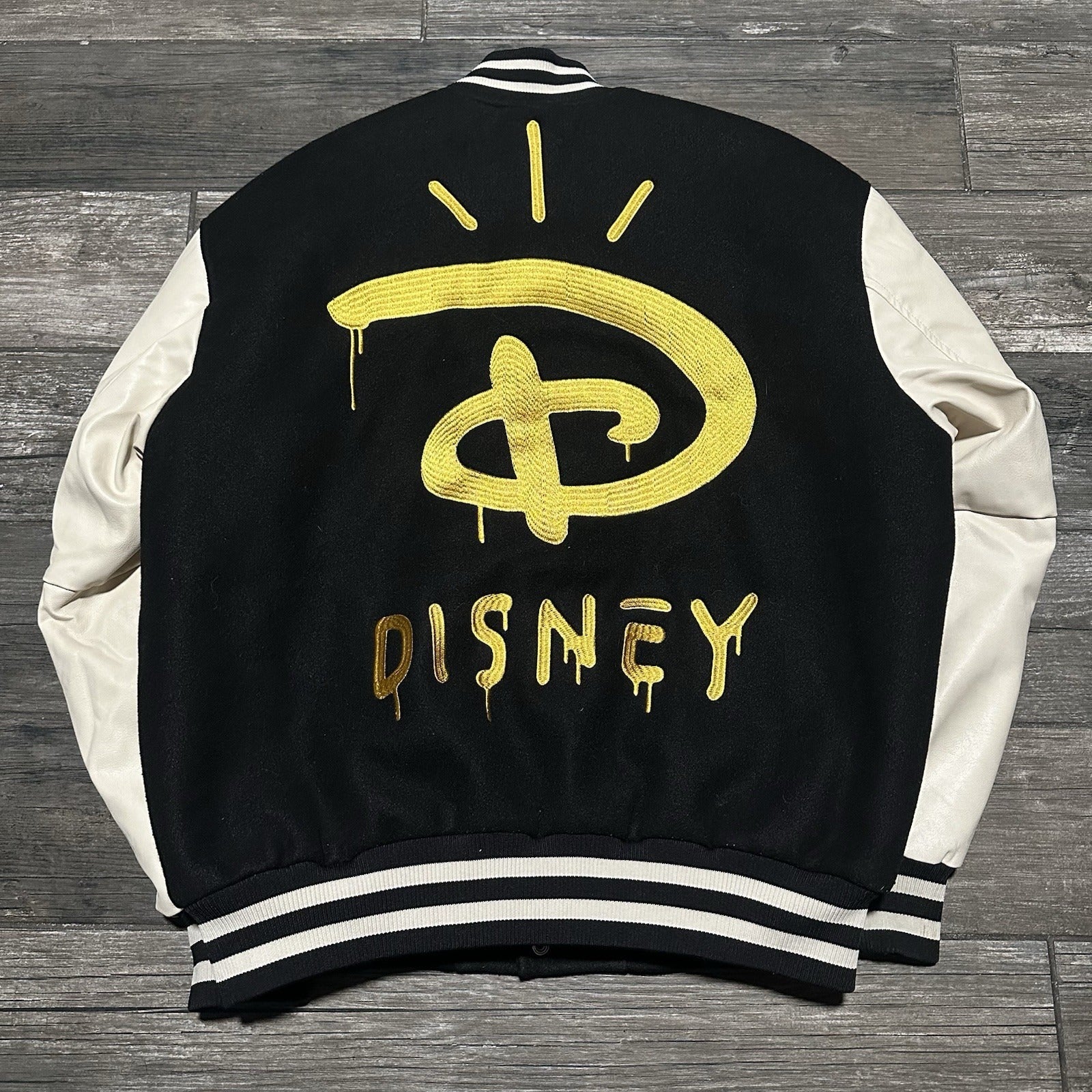 H&M DISNEY 100 YEARS OF WONDER VARISTY BOMBER JACKET M CHARACTERS BLACK WHITE Yesterday's Fits Clothing Fashion Vintage Streetwear Fashion Item
