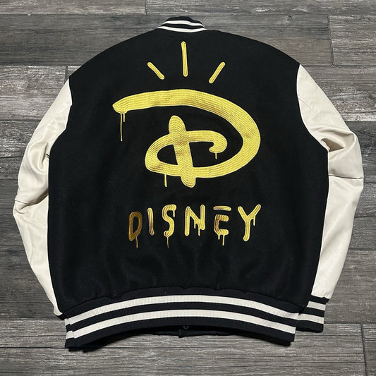 H&M DISNEY 100 YEARS OF WONDER VARISTY BOMBER JACKET M CHARACTERS BLACK WHITE Yesterday's Fits Clothing Fashion Vintage Streetwear Fashion Item