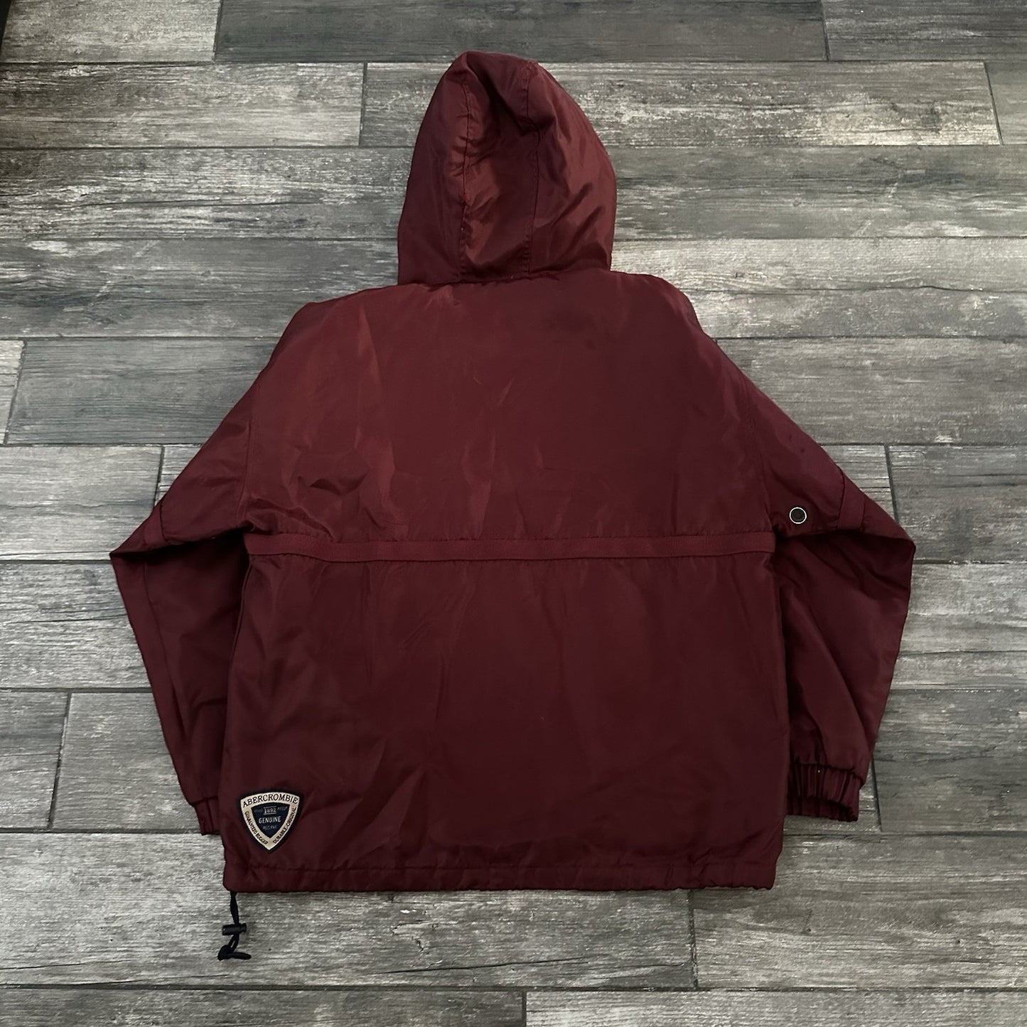 VTG ABERCROMBIE & FITCH ANORAK MAROON SHERPA HOOD JACKET SZ S OVERSIZED 1/4 ZIP Yesterday's Fits Clothing Fashion Vintage Streetwear Fashion Item