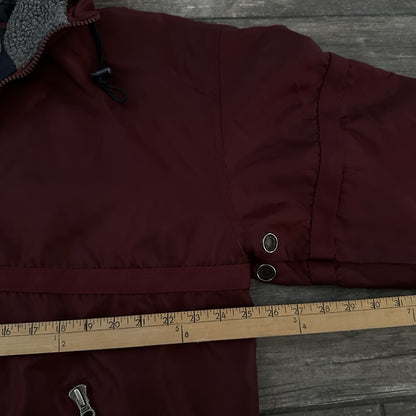VTG ABERCROMBIE & FITCH ANORAK MAROON SHERPA HOOD JACKET SZ S OVERSIZED 1/4 ZIP Yesterday's Fits Clothing Fashion Vintage Streetwear Fashion Item