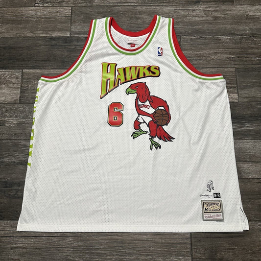 MITCHELL & NESS ATLANTA HAWKS FUTURE ZONE 6 BASKETBALL JERSEY WHITE SZ 5XL Yesterday's Fits Clothing Fashion Vintage Streetwear Fashion Item