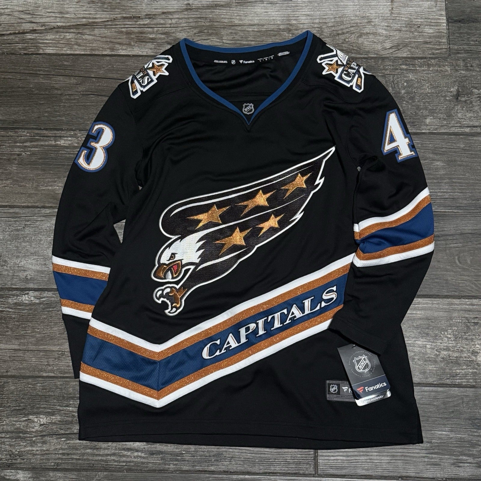 NWT FANATICS WASHINGTON CAPITALS BLACK HOCKEY JERSEY TOM WILSON SZ L NEW Yesterday's Fits Clothing Fashion Vintage Streetwear Fashion Item