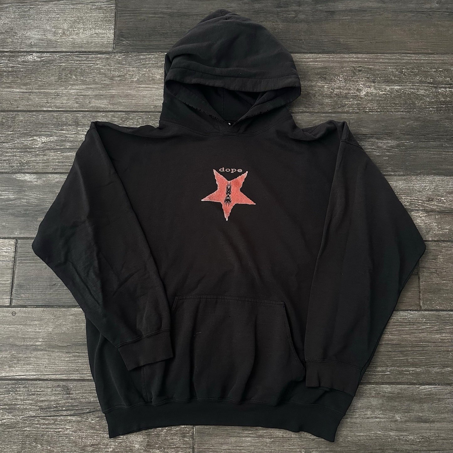 Y2K DOPE METAL BAND PROMO INDUSTRIAL BLACK FADED HOODIE SWEATSHIRT XL Gildan Clothing Fashion Vintage Streetwear Fashion Item