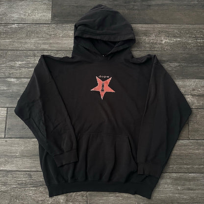Y2K DOPE METAL BAND PROMO INDUSTRIAL BLACK FADED HOODIE SWEATSHIRT XL Gildan Clothing Fashion Vintage Streetwear Fashion Item