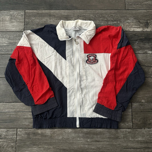 VTG 80s GIVENCHY ACTIVES PORTS RED WHITE BLUE WINDBREAKER TRACK JACKET ZIP XL Yesterday's Fits Clothing Fashion Vintage Streetwear Fashion Item